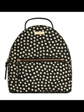 kate spade Black & White Polka Dot Mini Backpack with Gold Hardware